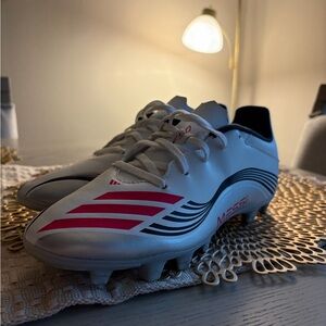 adidas White Soccer Cleats with Pink & Black Accents